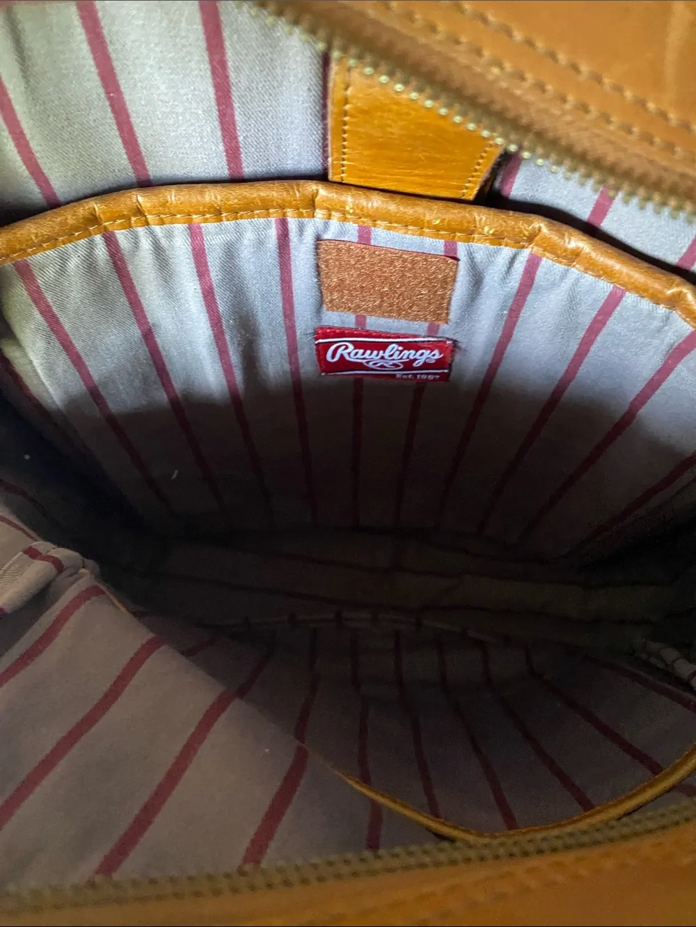 Rawlings Tan Leather Backpack with Front Zip Pocket